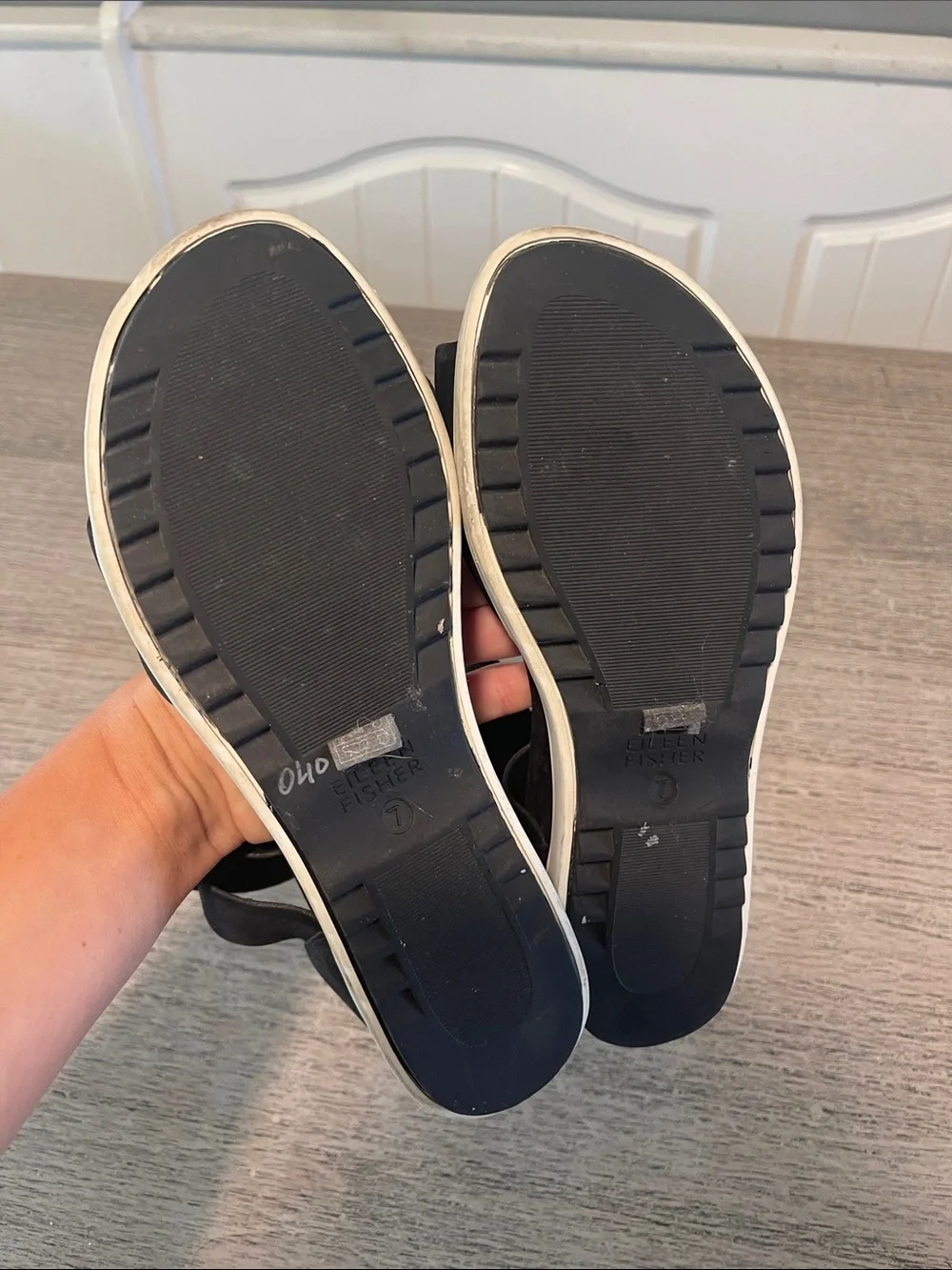 Eileen Fisher 'Viv' Nubuck Wedge Sandals Size 7